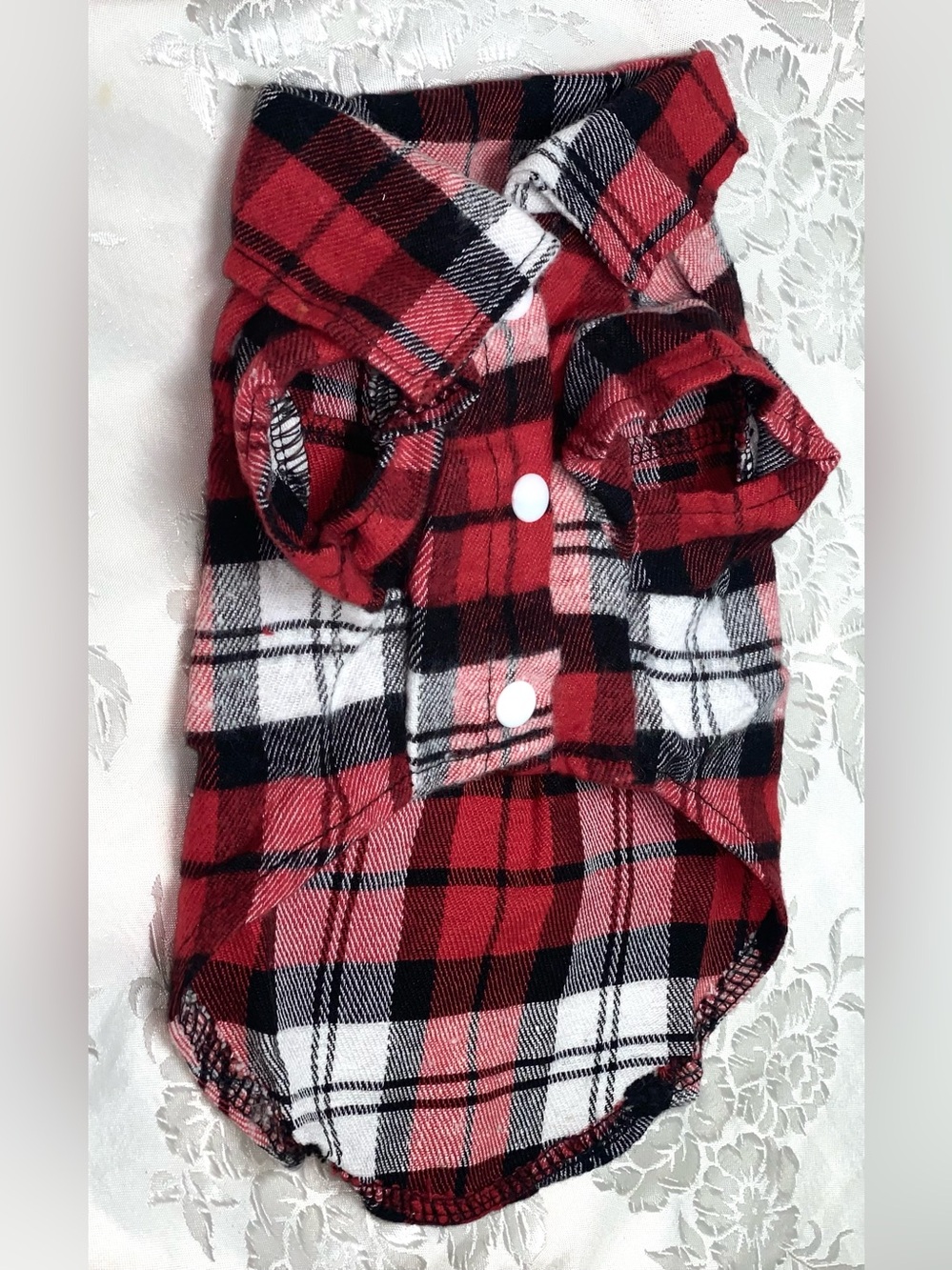 Plaid Dog Shirt Size XS Red Black White Flannel Pet Button-Up Puppy Outfit